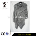 party-ready grey knitted ladies poncho shawl with round collar fashion scarves